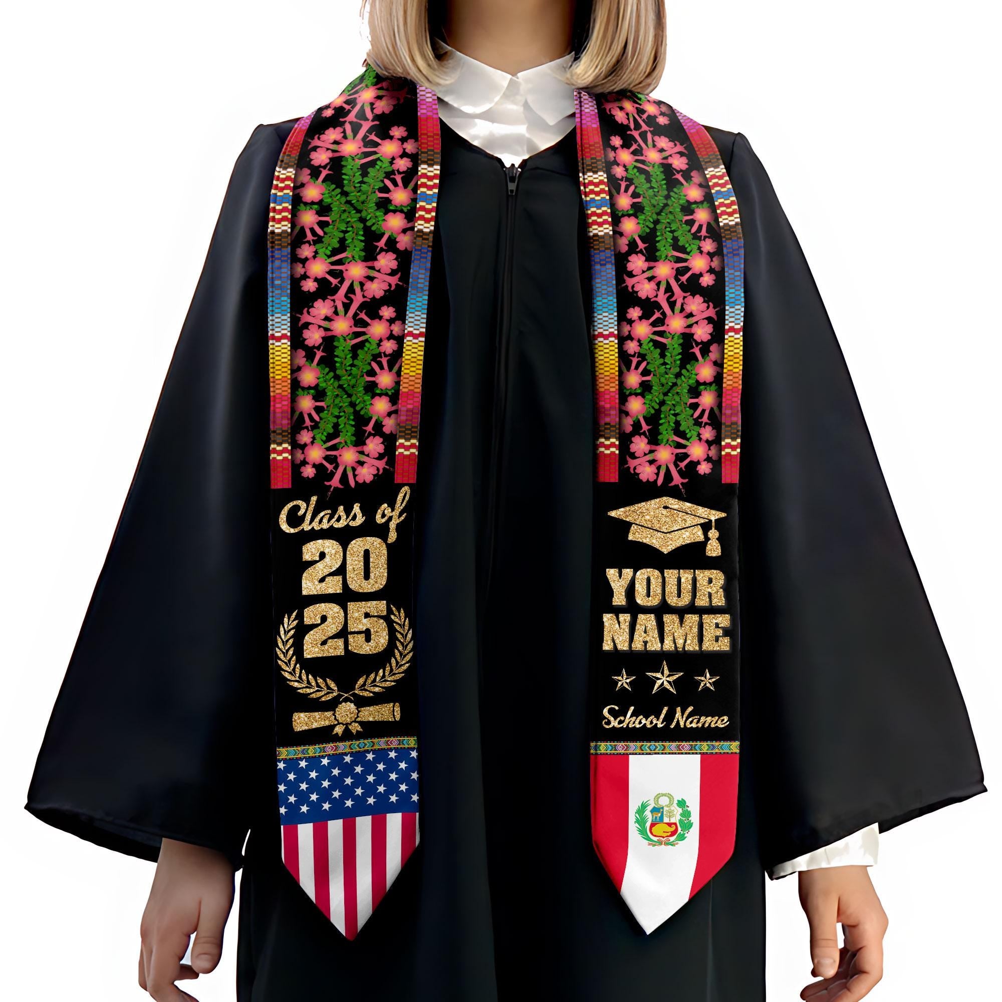 Personalized Peruvians Graduation Sash 2025, Peru American Flag Graduation Stole Custom, Peruvians Graduation Sash 2025, Graduation Gifts