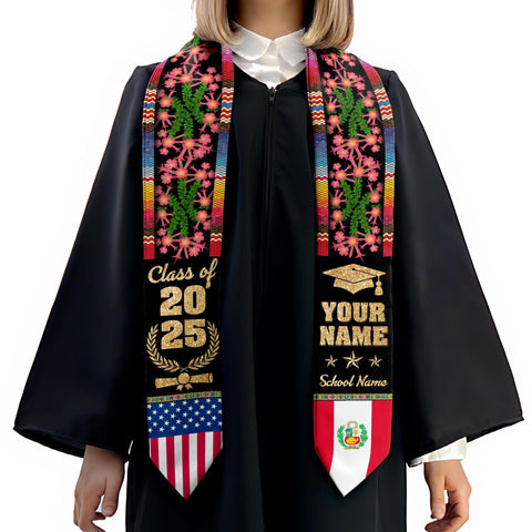 Personalized Peruvians Graduation Sash 2025, Peru American Flag Graduation Stole Custom, Peruvians Graduation Sash 2025, Graduation Gifts