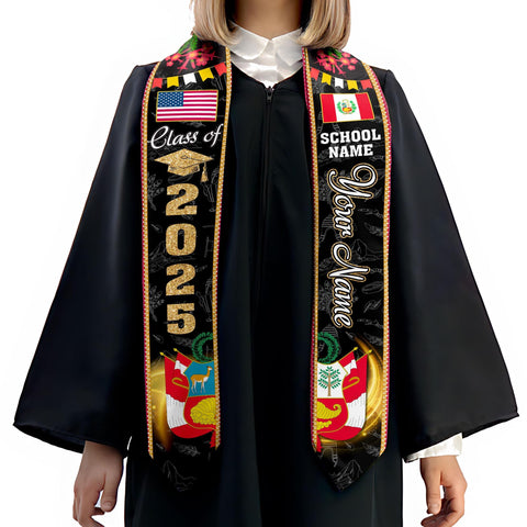 Personalized Peruvians Graduation Sash 2025, Peru American Flag Graduation Stole Custom, Peruvians Graduation Sash 2025, Graduation Gifts