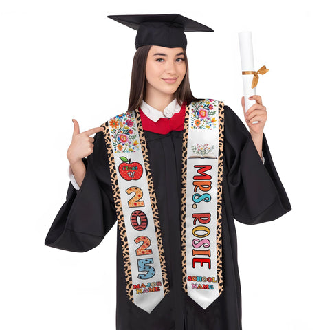 Custom Teacher Graduation Stole Class Of 2025, Teacher Stole 2025,Teacher Stole, Pencil Stole Graduation For Teachers, Sash For Teacher