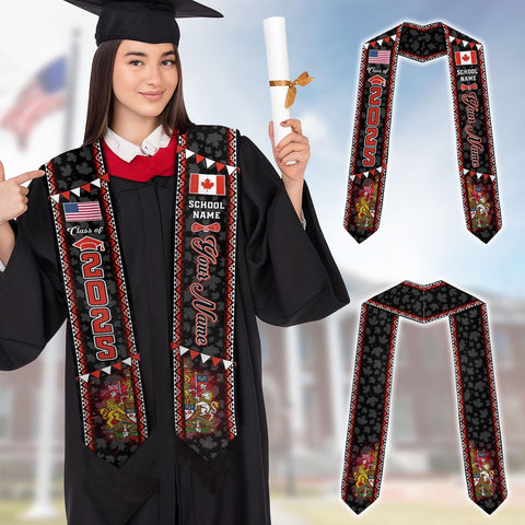 Custom Canada Graduation Sash 2025,Canadian Graduation Sash,Canada American Flag Stole,Canada Graduation Stole,Graduation Gift, Canada Sash