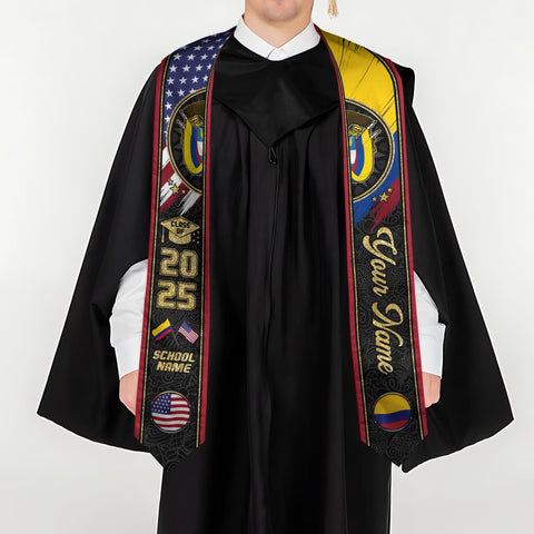 Custom Colombian Graduation Sash 2025, Colombian Graduation Sash, Colombia  American Flag Stole, Colombia Graduation Stole, Graduation Gift