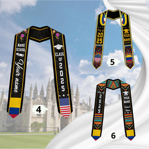 Custom Colombian Graduation Sash 2025, Colombian Graduation Sash, Colombia  American Flag Stole, Colombia Graduation Stole, Graduation Gift