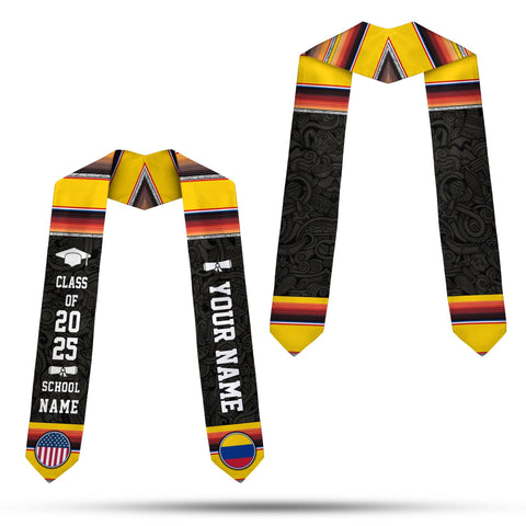 Custom Colombian Graduation Sash 2025, Colombian Graduation Sash, Colombia  American Flag Stole, Colombia Graduation Stole, Graduation Gift