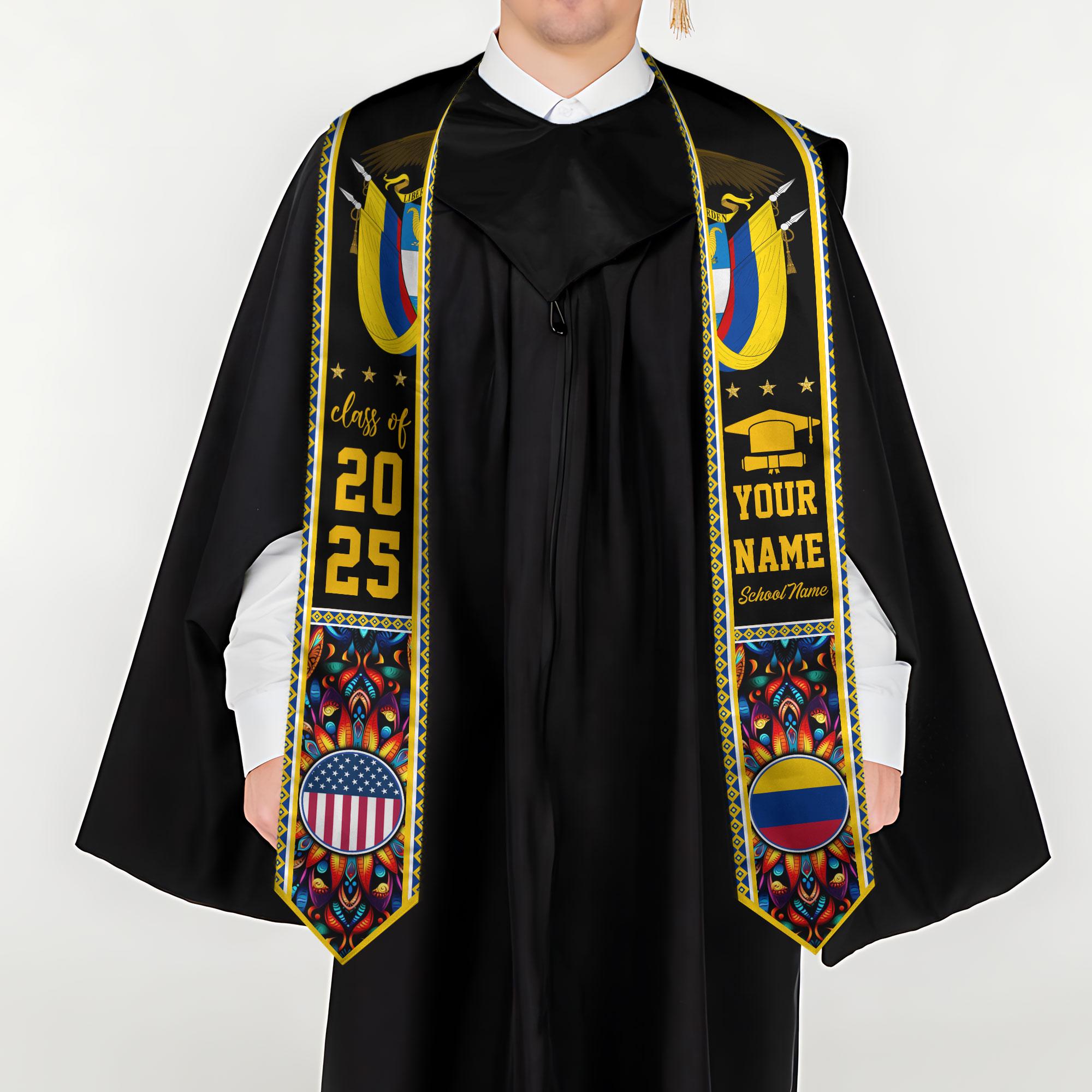 Custom Colombian Graduation Sash 2025, Colombian Graduation Sash, Colombia  American Flag Stole, Colombia Graduation Stole, Graduation Gift