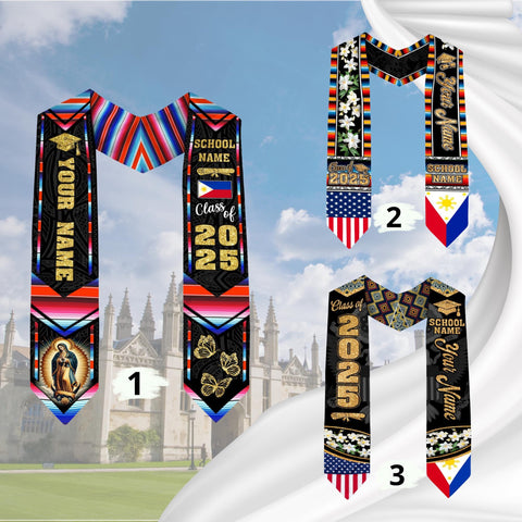Custom Filipino Graduation Sash 2025,Filipino Graduation Sash,Philippines  American Flag Stole,Philippines Graduation Stole,Graduation Gift