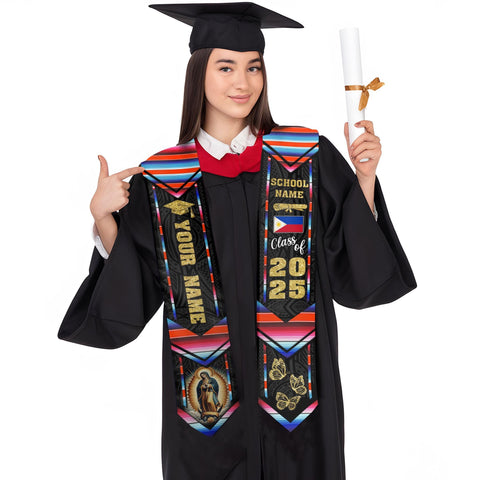 Custom Filipino Graduation Sash 2025,Filipino Graduation Sash,Philippines  American Flag Stole,Philippines Graduation Stole,Graduation Gift