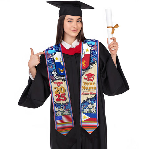 Custom Filipino Graduation Sash 2025,Filipino Graduation Sash,Philippines  American Flag Stole,Philippines Graduation Stole,Graduation Gift