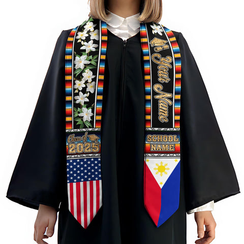 Custom Filipino Graduation Sash 2025,Filipino Graduation Sash,Philippines  American Flag Stole,Philippines Graduation Stole,Graduation Gift