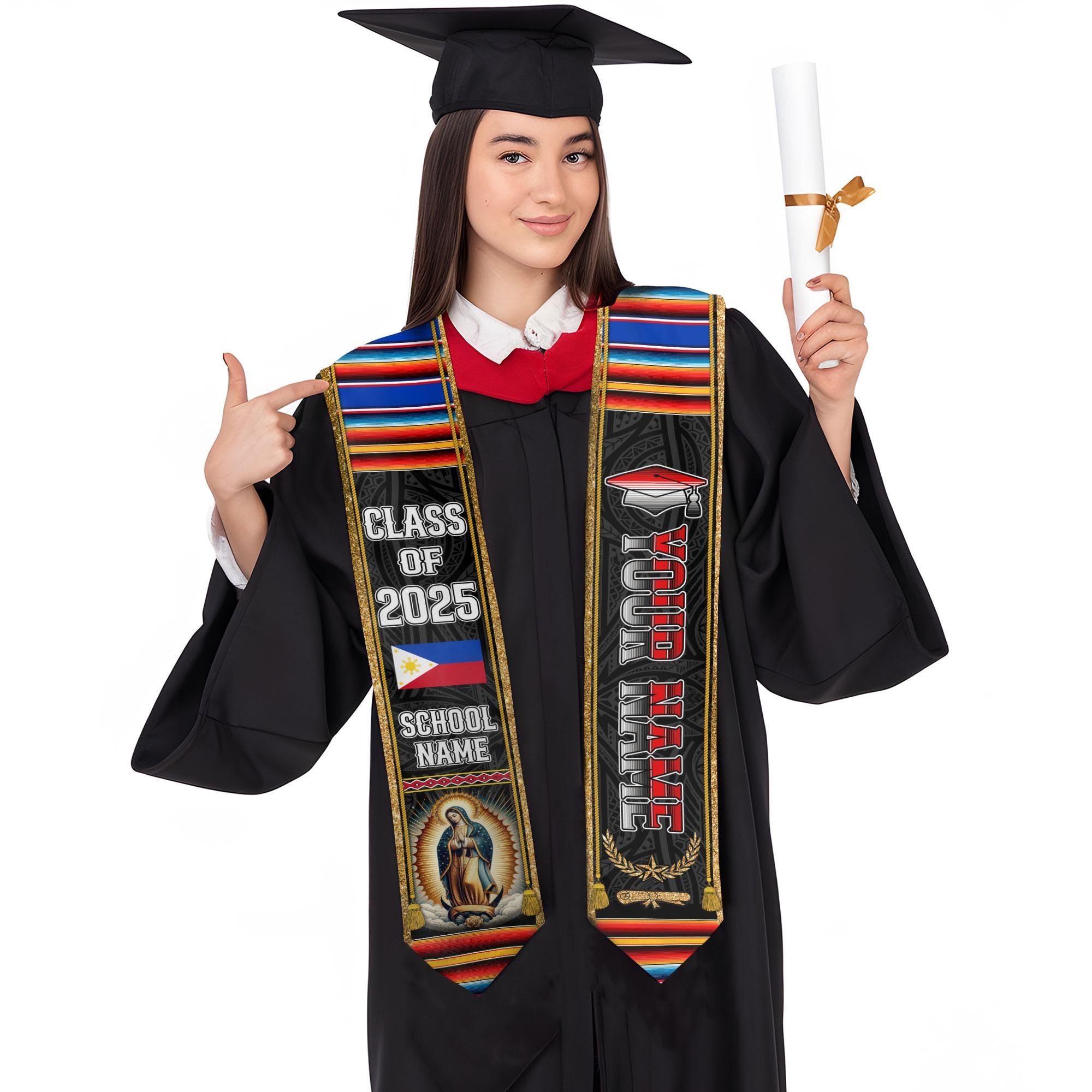Custom Filipino Graduation Sash 2025,Filipino Graduation Sash,Philippines  American Flag Stole,Philippines Graduation Stole,Graduation Gift