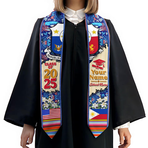 Custom Filipino Graduation Sash 2025,Filipino Graduation Sash,Philippines  American Flag Stole,Philippines Graduation Stole,Graduation Gift