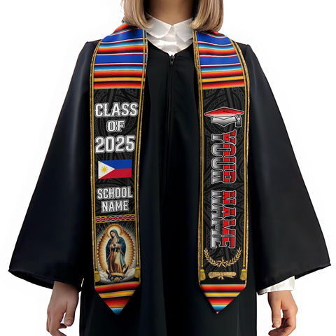 Custom Filipino Graduation Sash 2025,Filipino Graduation Sash,Philippines  American Flag Stole,Philippines Graduation Stole,Graduation Gift