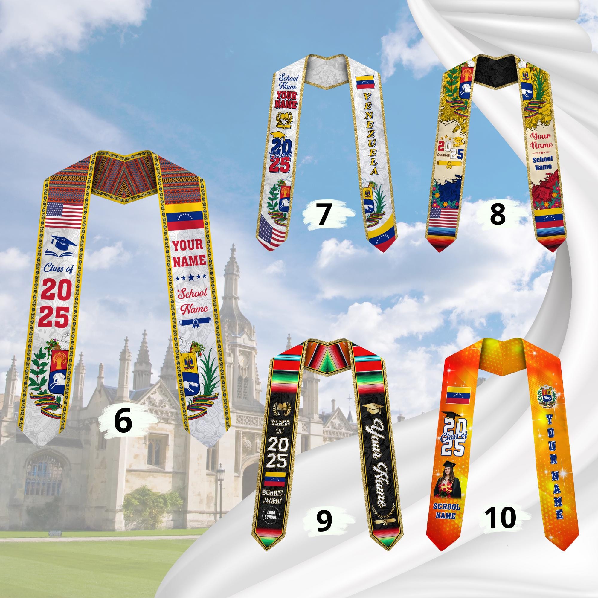Personalized Venezuela Stole,Custom Venezuela Graduation Sash,Venezuela American Flag Graduation Sash 2025,Venezuela Stole,Venezuela Sash