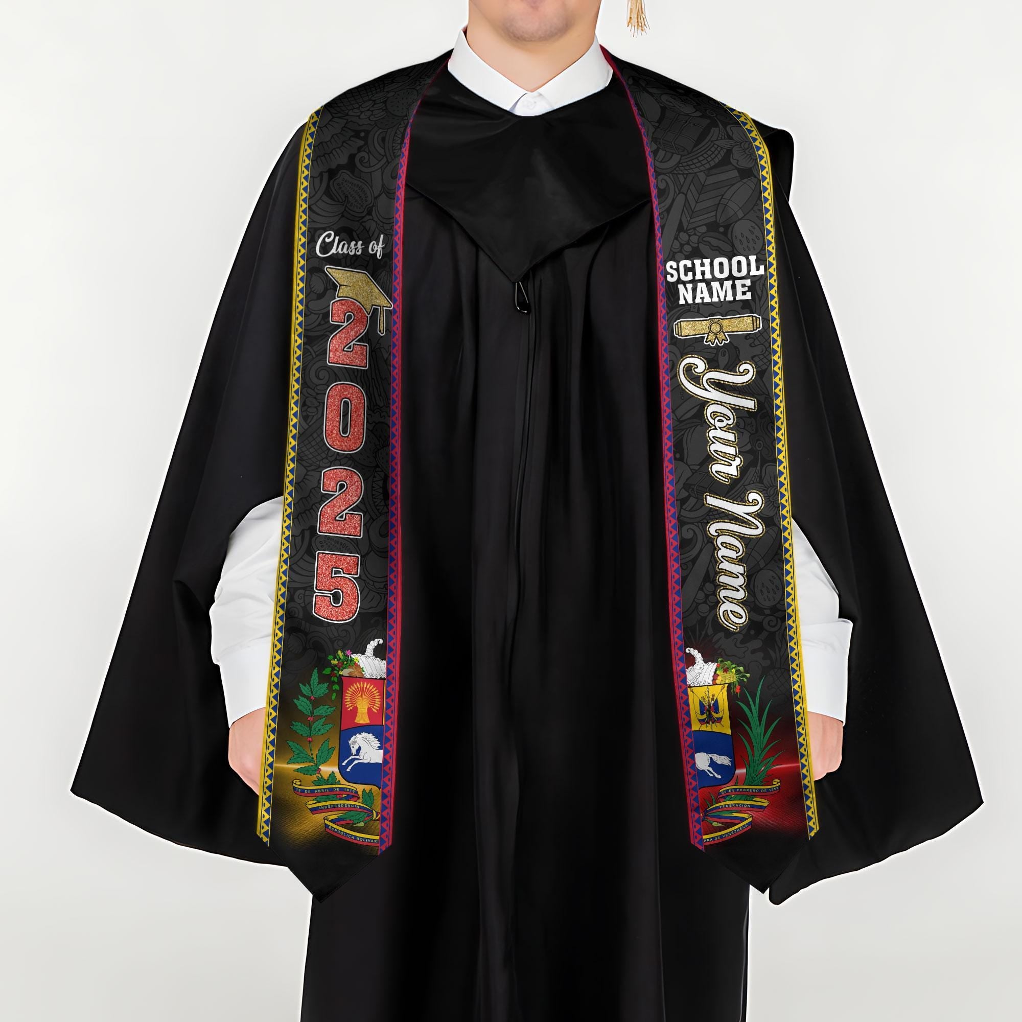 Personalized Venezuela Stole,Custom Venezuela Graduation Sash,Venezuela American Flag Graduation Sash 2025,Venezuela Stole,Venezuela Sash
