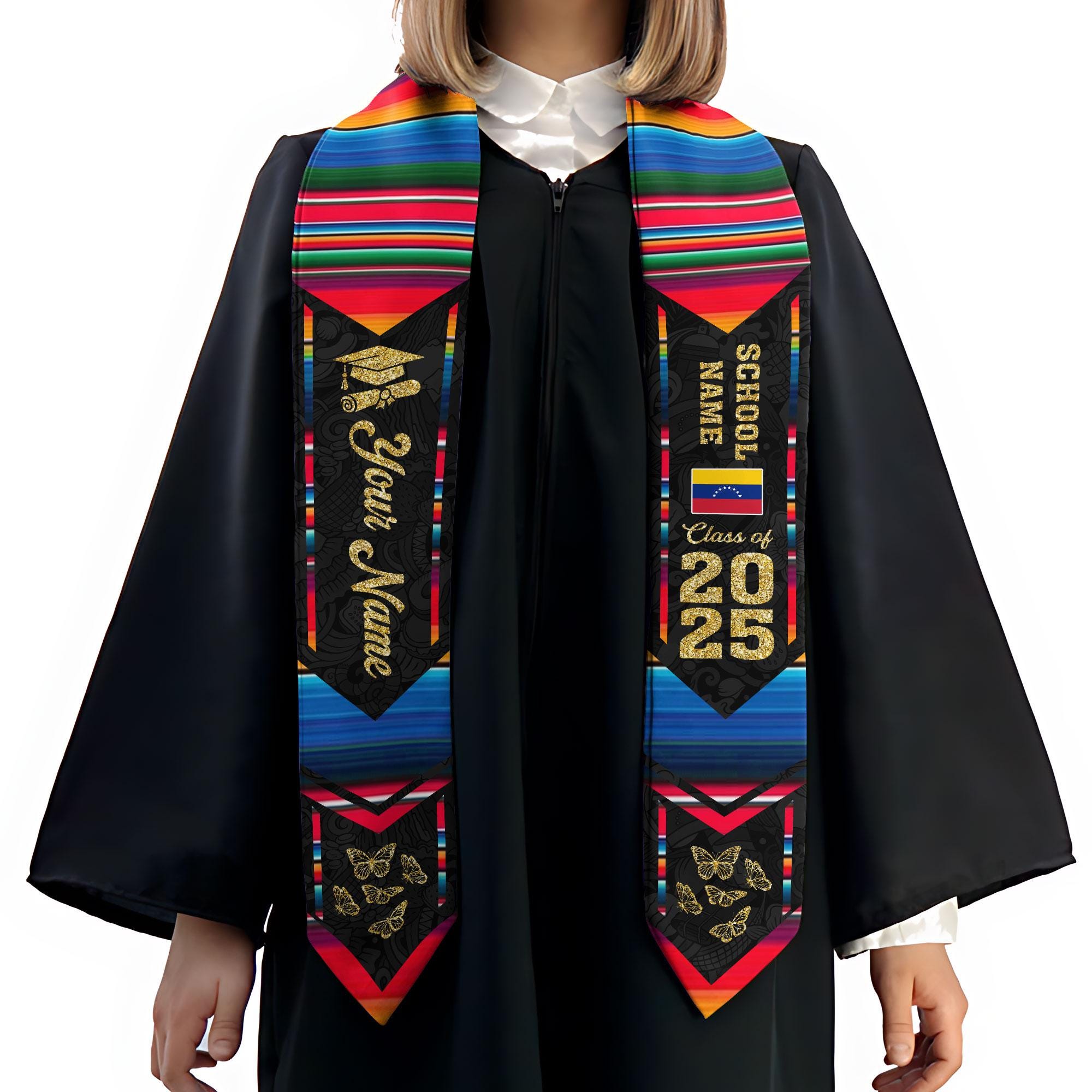Personalized Venezuela Stole,Custom Venezuela Graduation Sash,Venezuela American Flag Graduation Sash 2025,Venezuela Stole,Venezuela Sash