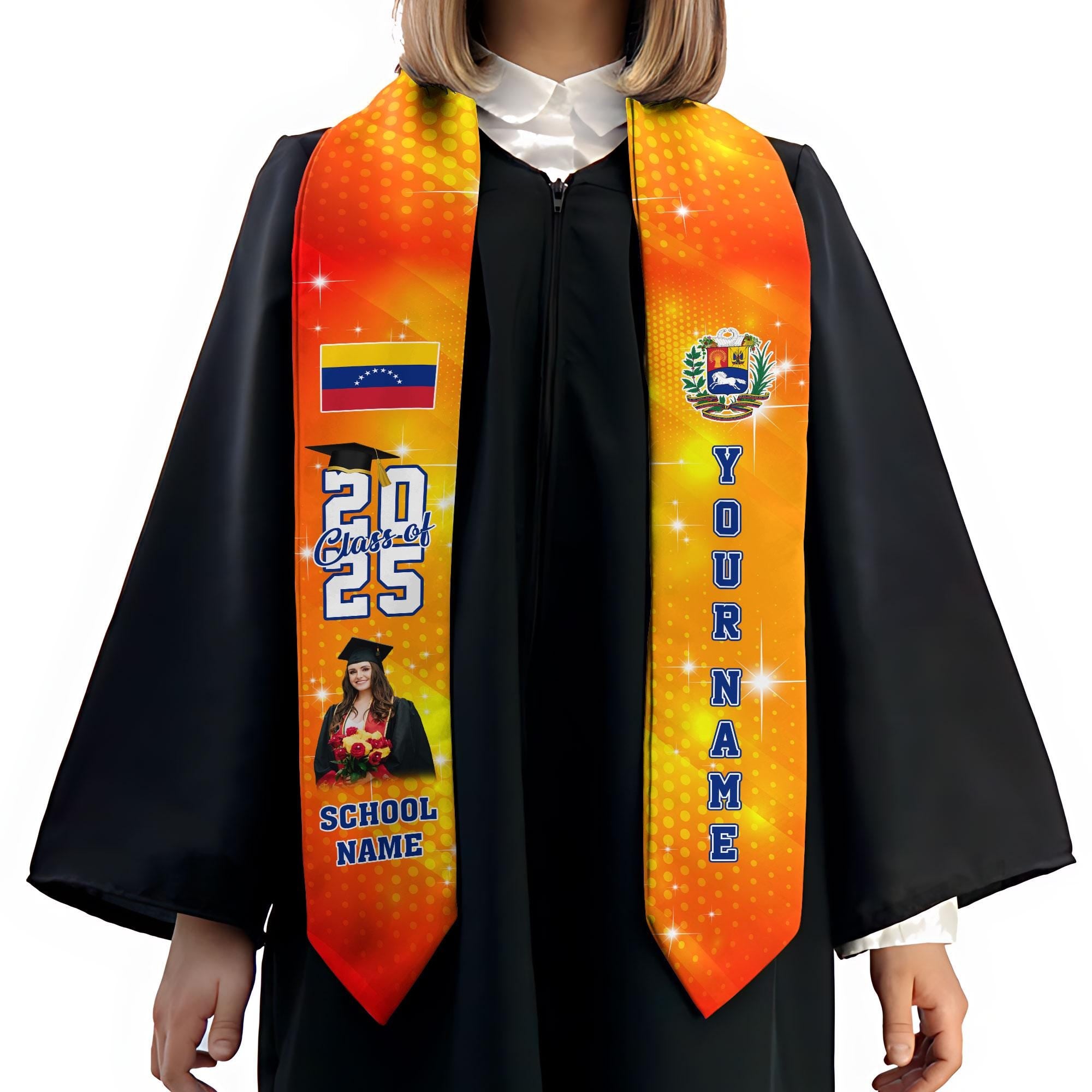 Personalized Venezuela Stole,Custom Venezuela Graduation Sash,Venezuela American Flag Graduation Sash 2025,Venezuela Stole,Venezuela Sash