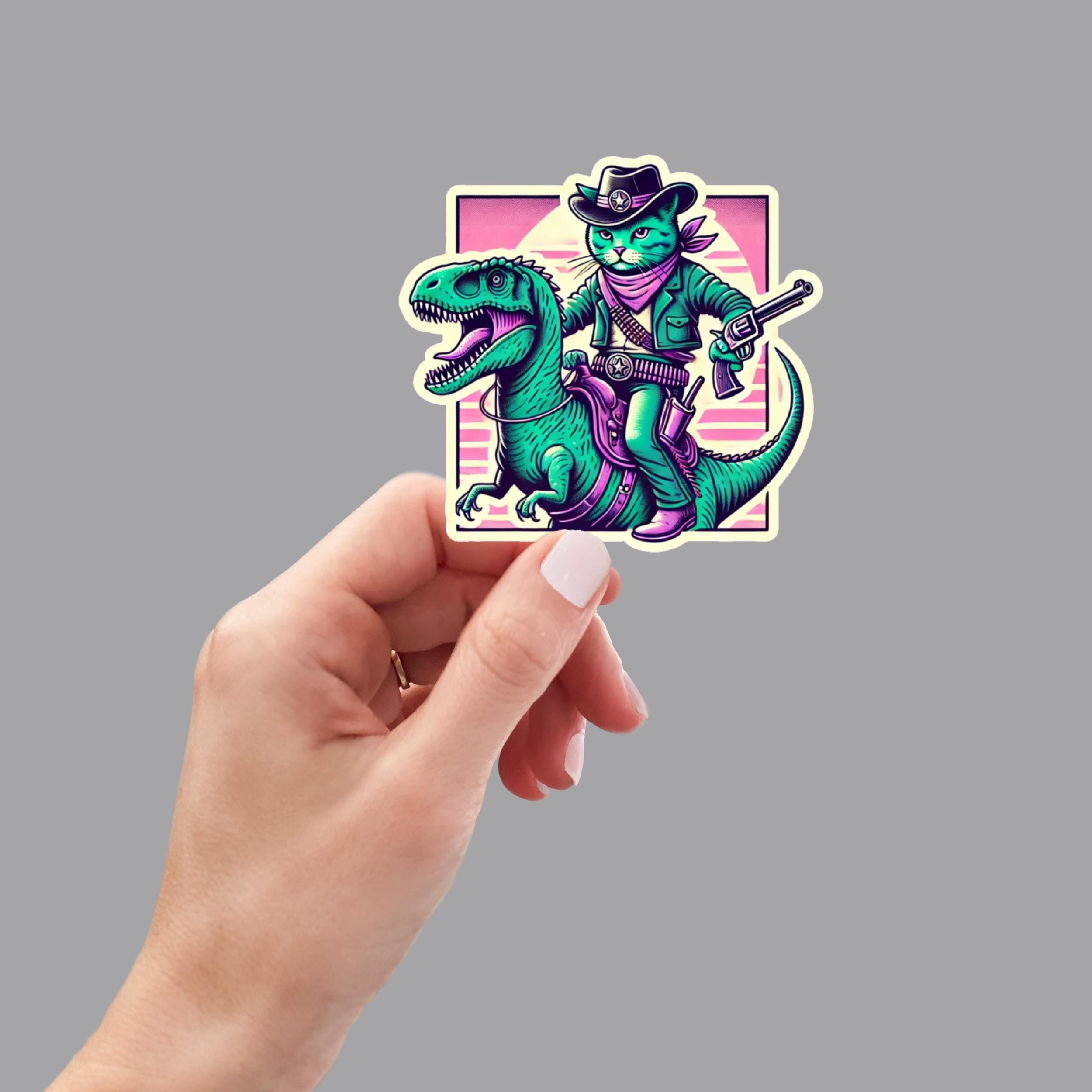 Cat Sticker, Dinosaur Sticker | Funny Sarcastic Sticker for Laptop, Water Bottle, | Humorous Vinyl Decal, Funny Gift