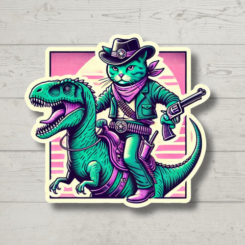 Cat Sticker, Dinosaur Sticker | Funny Sarcastic Sticker for Laptop, Water Bottle, | Humorous Vinyl Decal, Funny Gift
