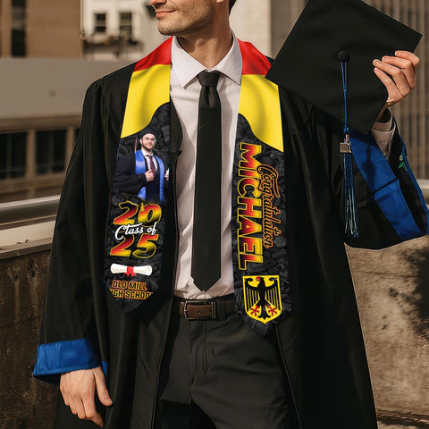 Personalized Germany Stole,Custom Germany Graduation Sash,Germany American Flag Graduation Sash 2025,Germany Stole,Germany Sash