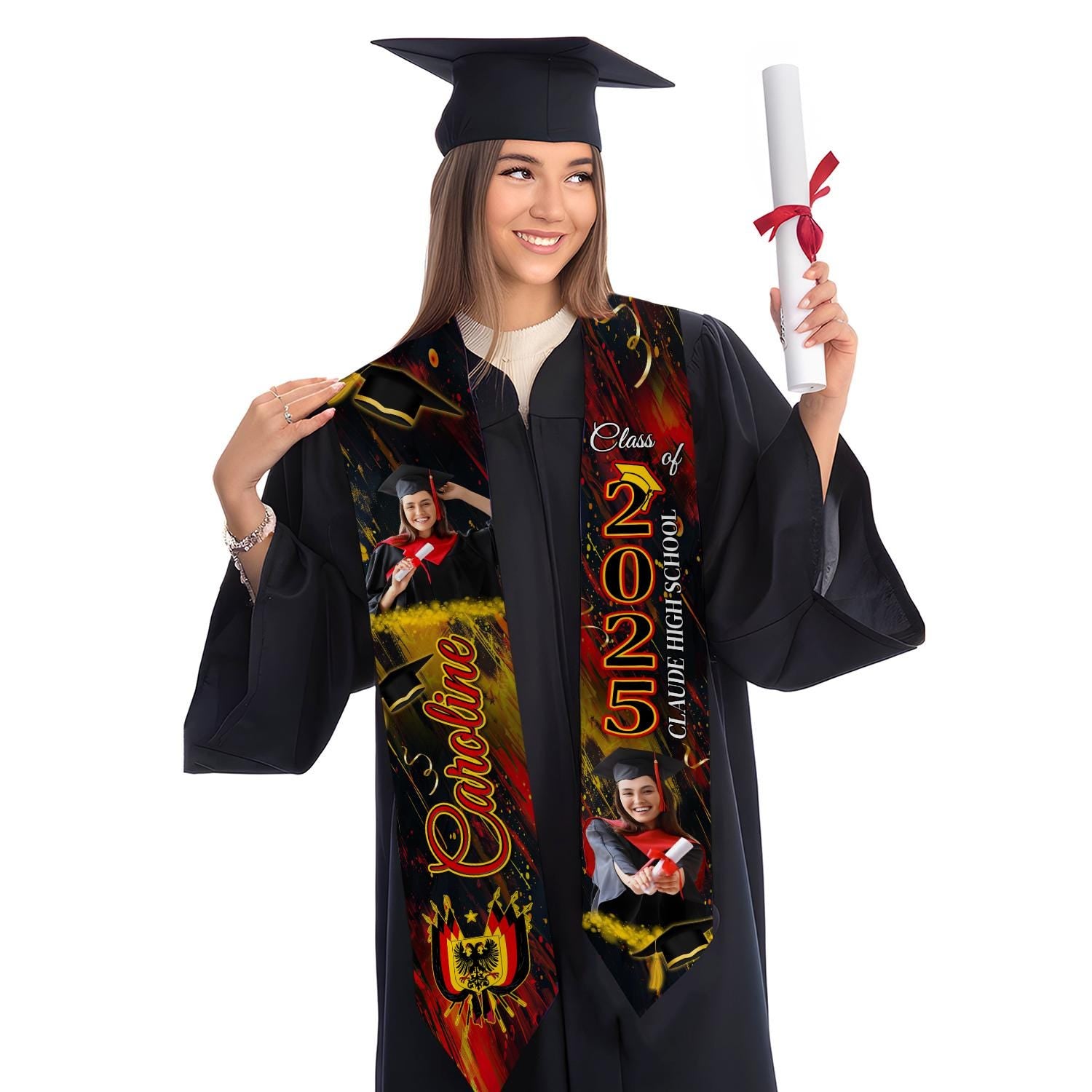 Personalized Germany Stole,Custom Germany Graduation Sash,Germany American Flag Graduation Sash 2025,Germany Stole,Germany Sash