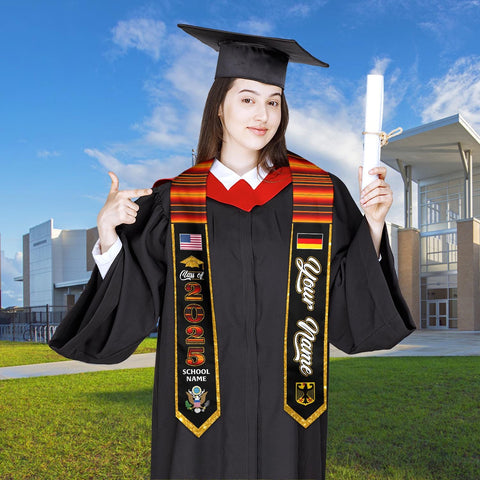 Personalized Germany Stole,Custom Germany Graduation Sash,Germany American Flag Graduation Sash 2025,Germany Stole,Germany Sash