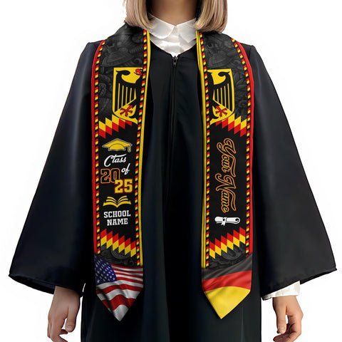 Personalized Germany Stole,Custom Germany Graduation Sash,Germany American Flag Graduation Sash 2025,Germany Stole,Germany Sash