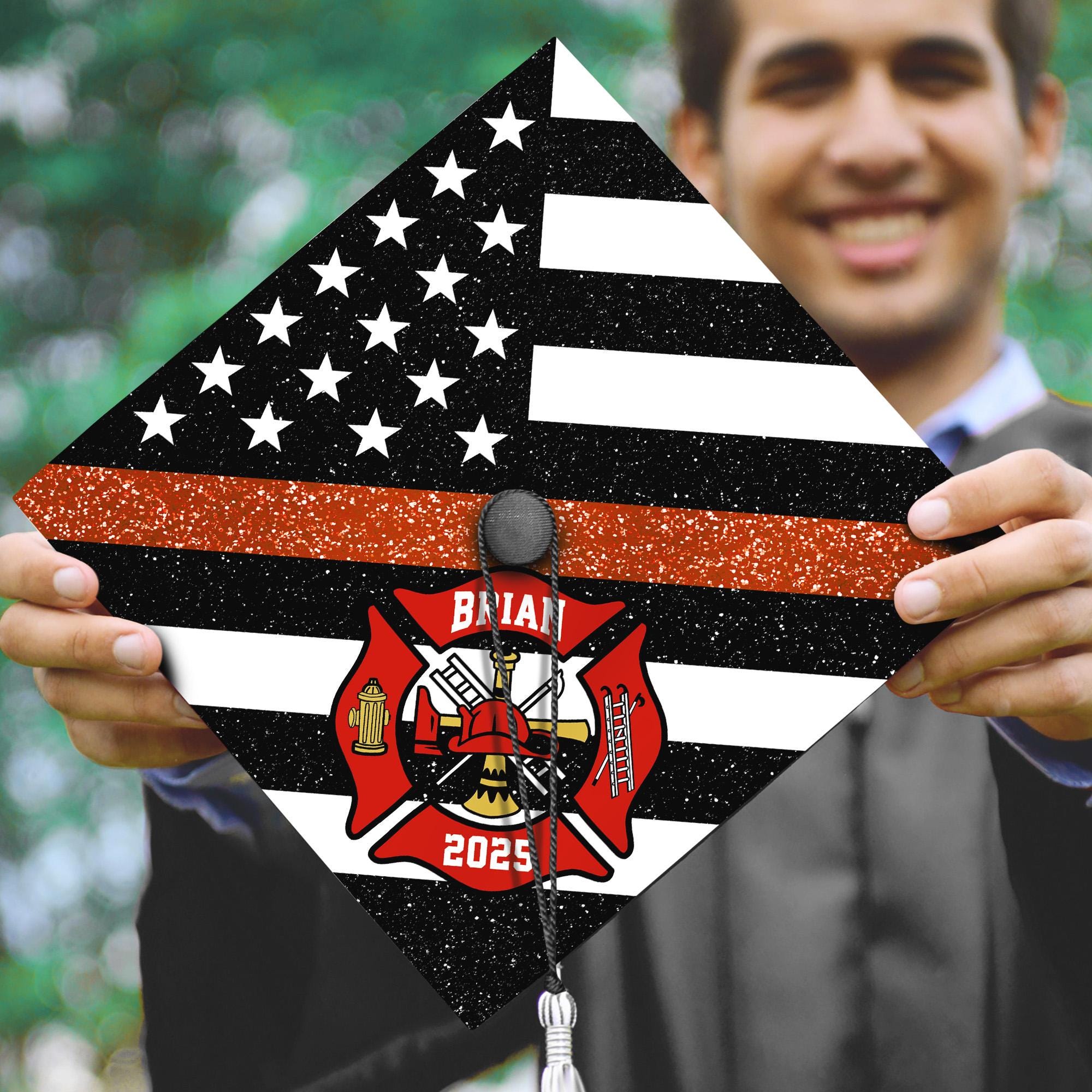 Custom Firefighter Graduation Cap Topper, Firefighter Grad Cap Decoration To Honor Your Big Day, Future Firefighter Gift, Class of 2025