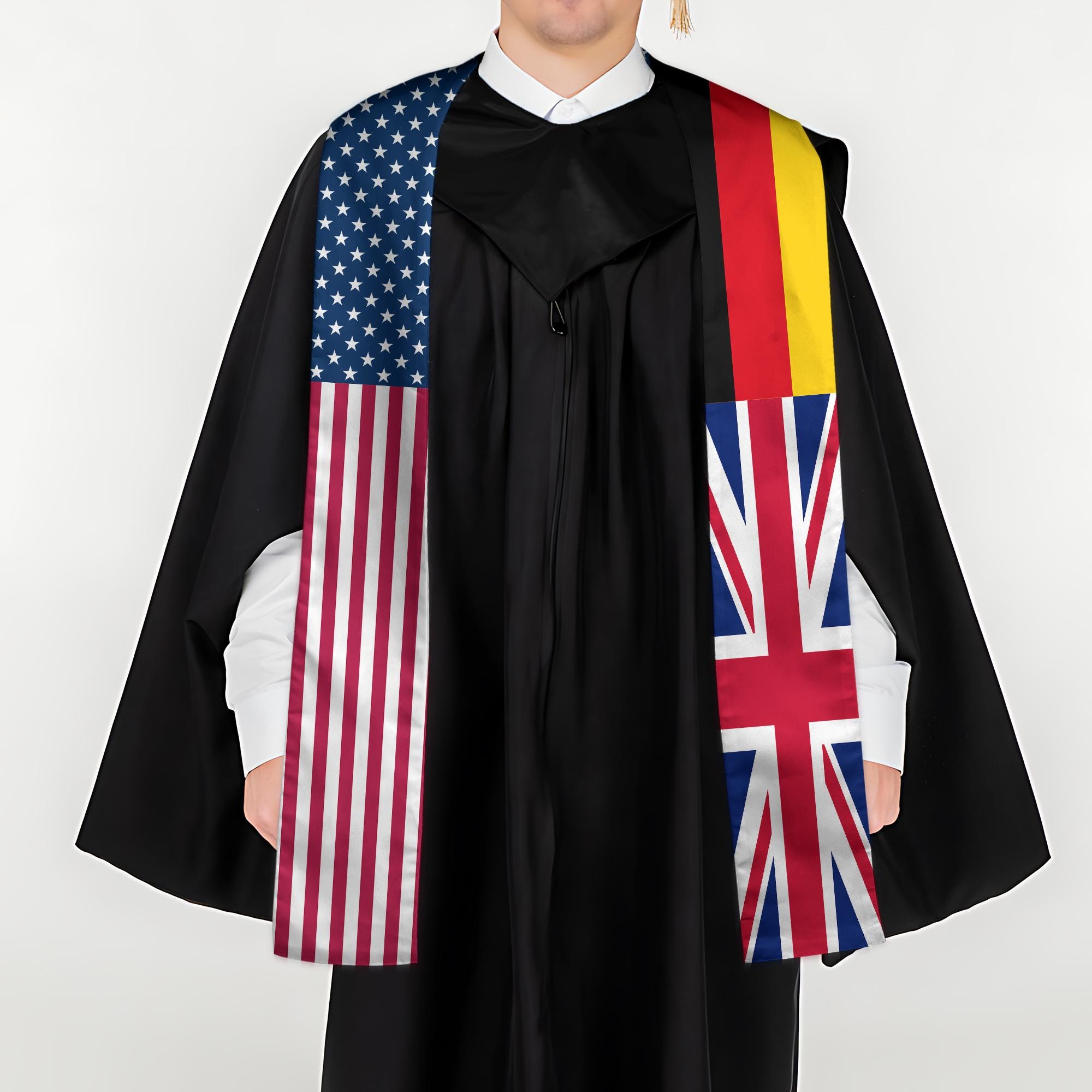 Personalized Three Flag Graduation Stole Combination Nation Graduation Sash Class Of 2025 Stoles Mixed Flags Graduation Stoles TD-0411-9FHI