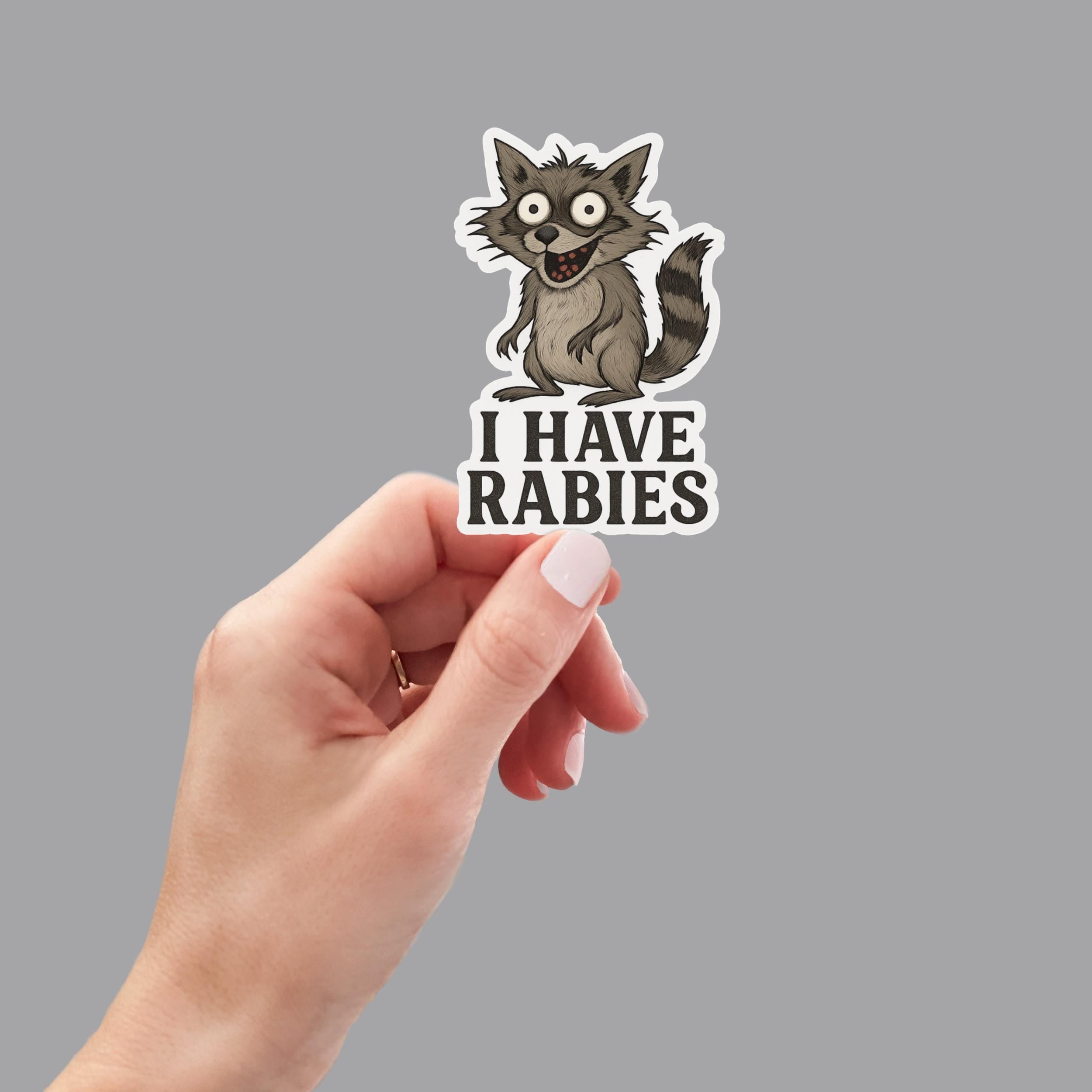I Have Rabies, Funny Raccoon, Sticker for Laptop, water bottle sticker, kindle stickers, sarcastic sticker, funny stickers