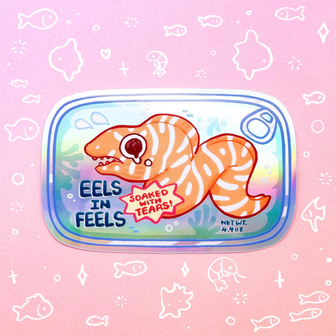 Eels in Feels Sticker | Tinned Fish Moray Eel Design | Emotional Feelings Sticker for Laptop, Water Bottle