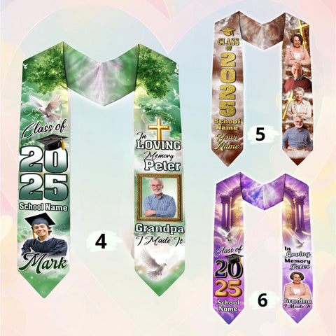 Custom In Loving Memory Graduation Stoles, Custom Graduation Stole with photos, Personalized Grad Stole, Gift for Graduate, Class of 2025