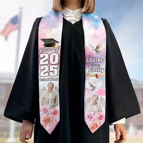 Custom In Loving Memory Graduation Stoles, Custom Graduation Stole with photos, Personalized Grad Stole, Gift for Graduate, Class of 2025