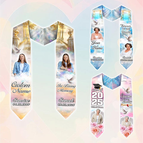 Custom In Loving Memory Graduation Stoles, Custom Graduation Stole with photos, Personalized Grad Stole, Gift for Graduate, Class of 2025