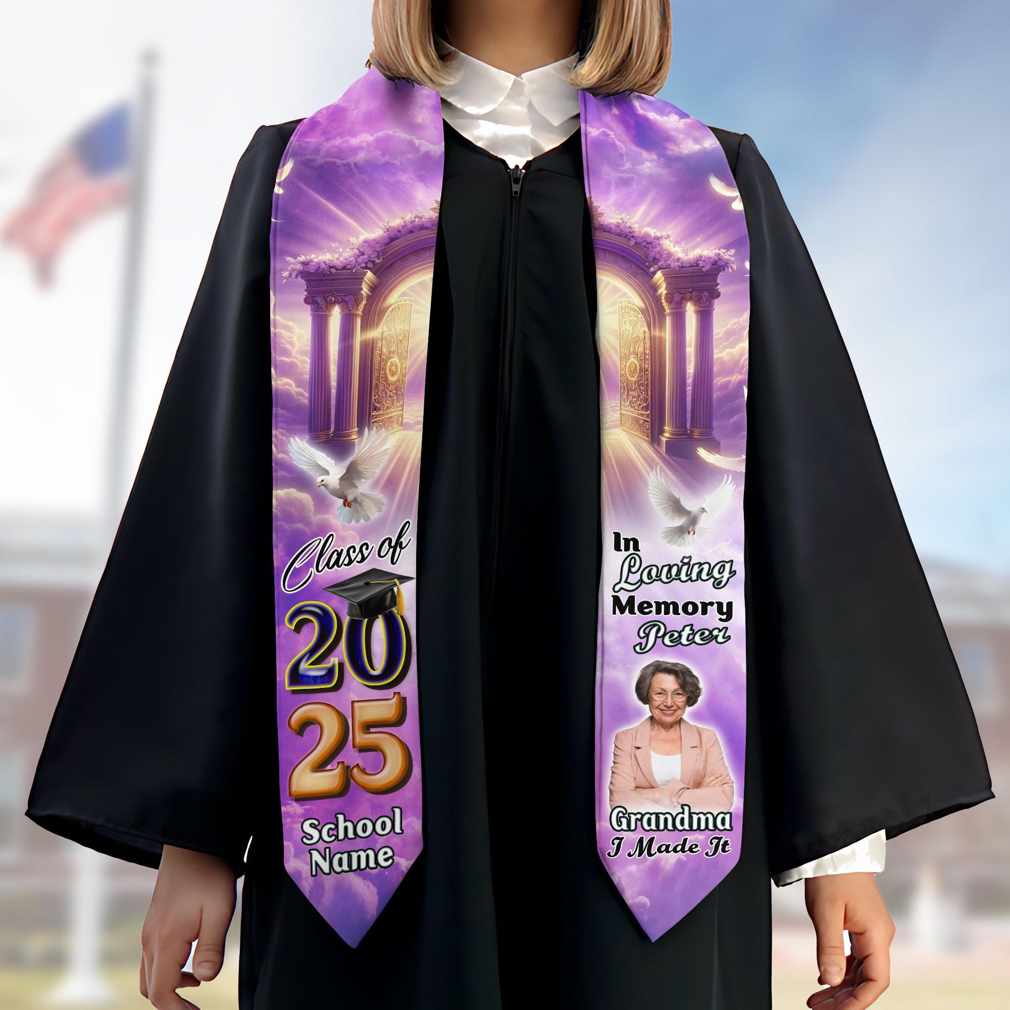 Custom In Loving Memory Graduation Stoles, Custom Graduation Stole with photos, Personalized Grad Stole, Gift for Graduate, Class of 2025