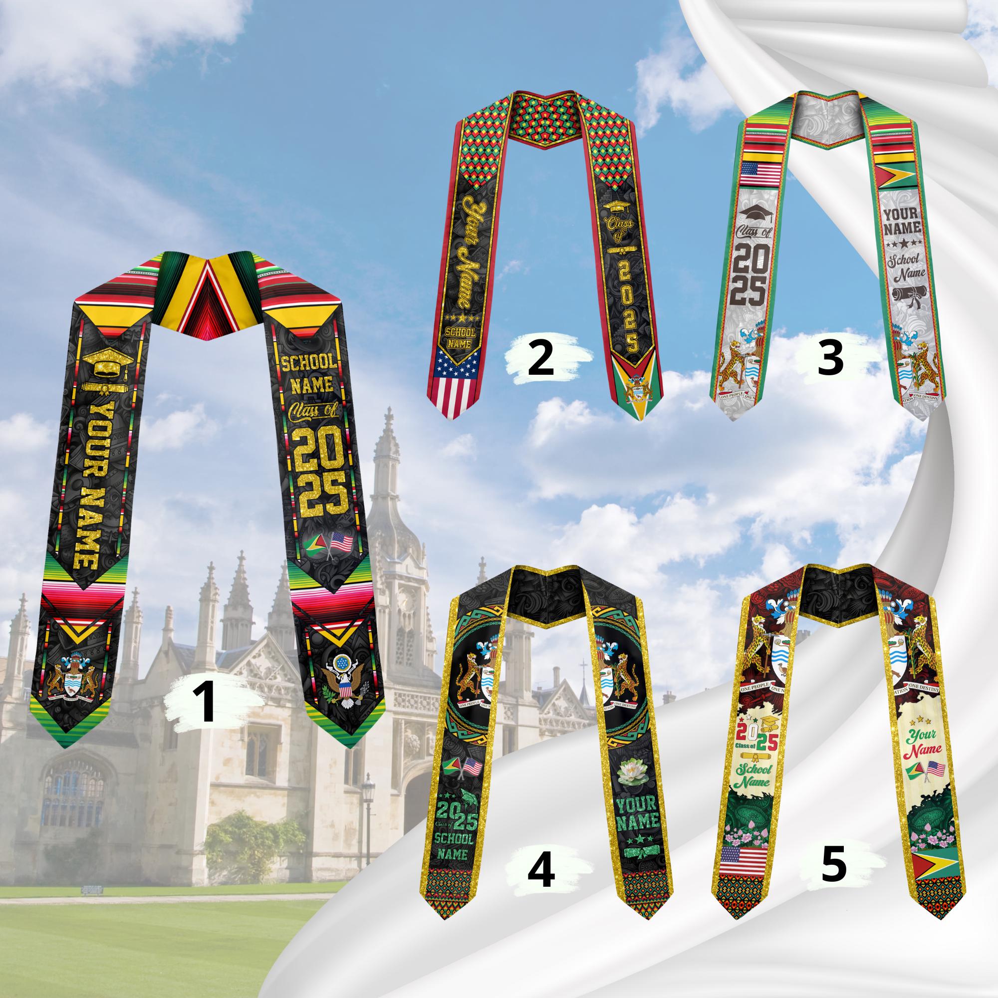 Personalized Guyana Stole,Custom Guyana Graduation Sash, Guyana American Flag Graduation Sash 2025, Guyana Stole, Guyana Graduation Stole