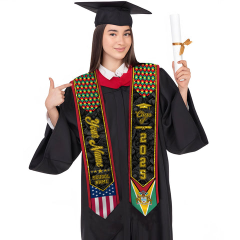 Personalized Guyana Stole,Custom Guyana Graduation Sash, Guyana American Flag Graduation Sash 2025, Guyana Stole, Guyana Graduation Stole