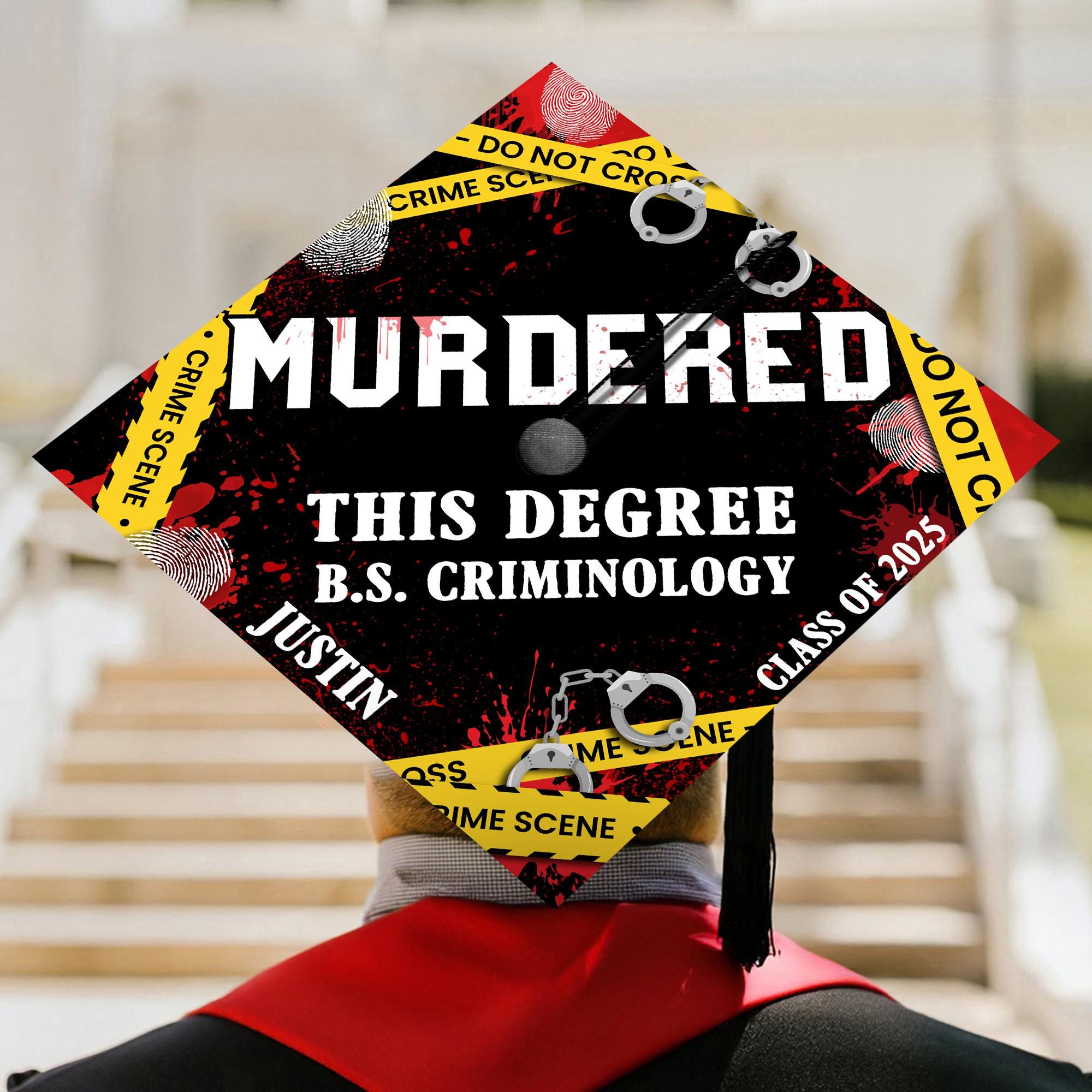 Custom Criminal Justice Graduation Cap, Personalized Criminology Grad Cap Topper, Graduation 2025