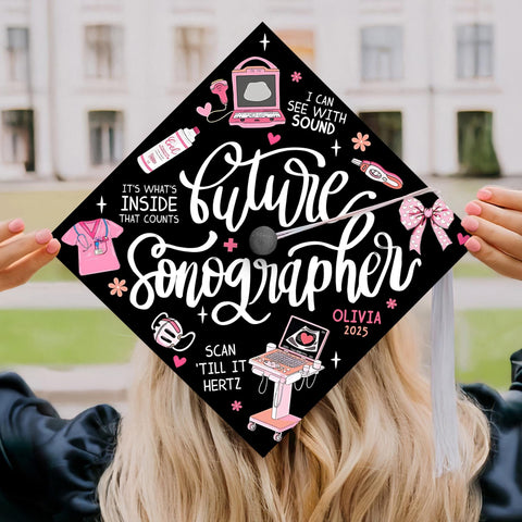 Custom Future Sonographer Graduation Cap, Personalized Ultrasound Tech Grad Cap Topper, Nurse Grad Gifts, Class Of 2025