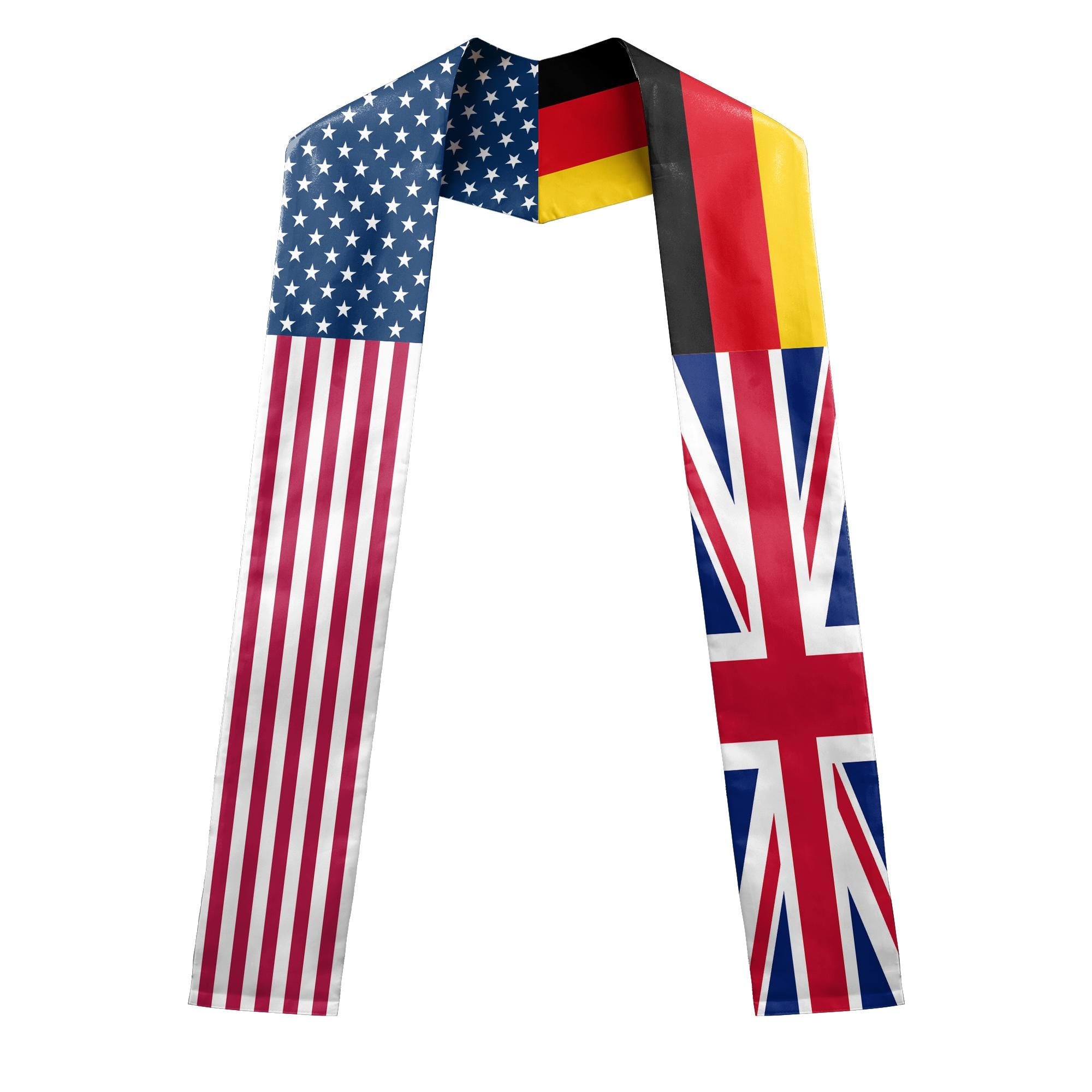 Personalized Three Flag Graduation Stole Combination Nation Graduation Sash Class Of 2025 Stoles Mixed Flags Graduation Stoles TD-0411-9FHI