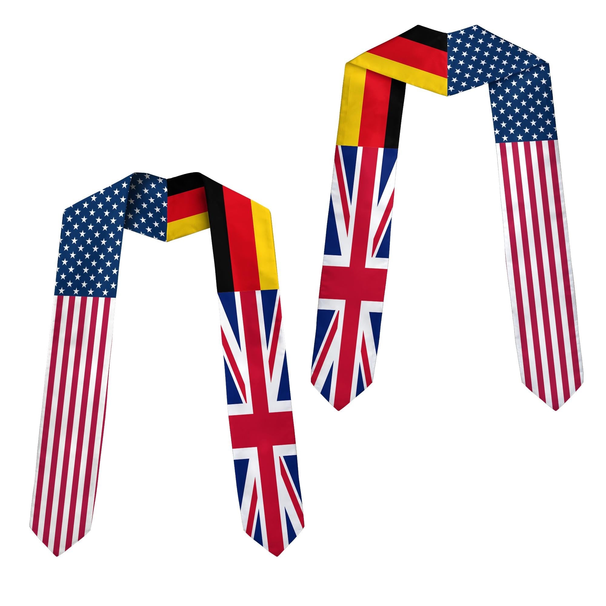 Personalized Three Flag Graduation Stole Combination Nation Graduation Sash Class Of 2025 Stoles Mixed Flags Graduation Stoles TD-0411-9FHI