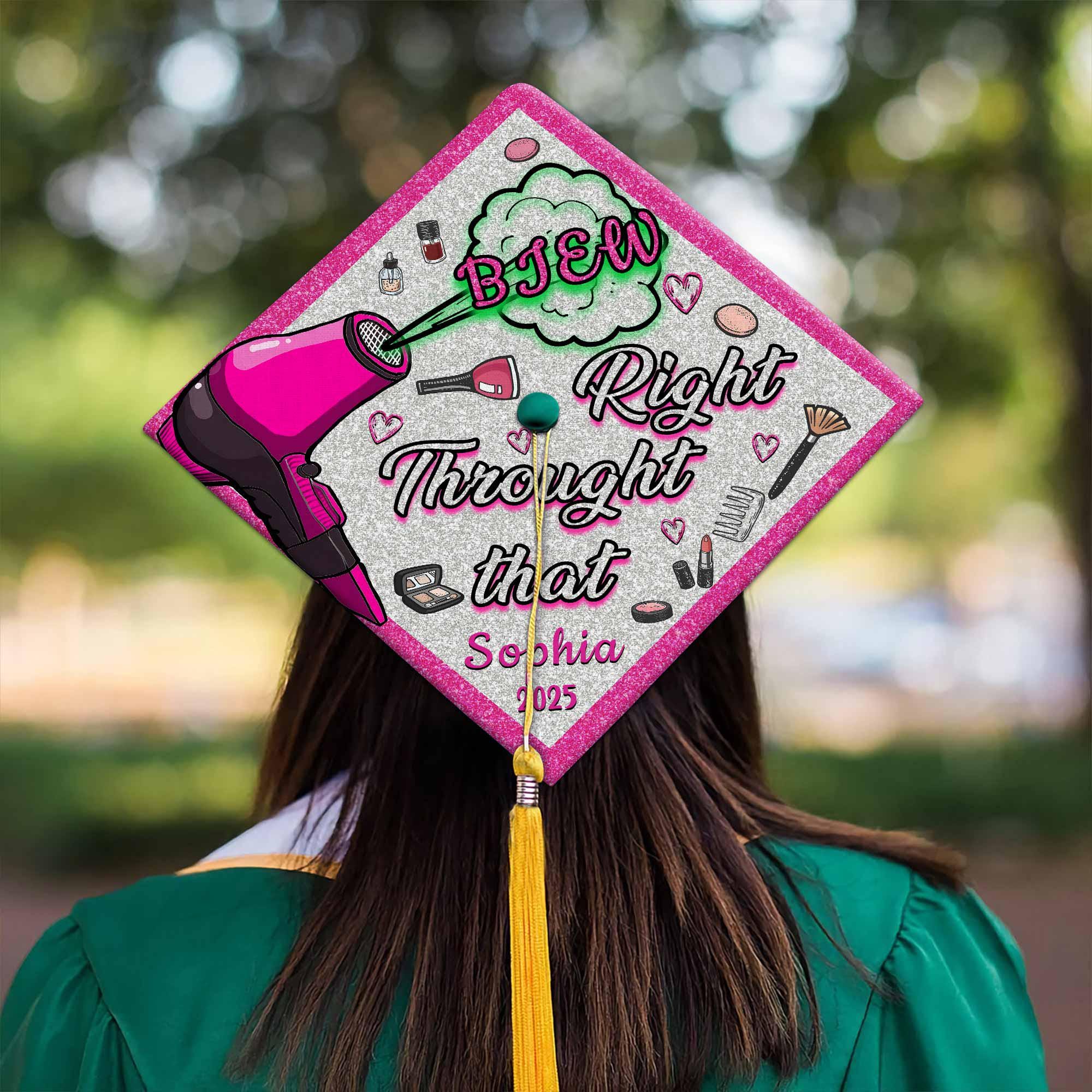 Personalized Cosmetology Graduation Cap Topper, Glitter Hair Stylist Grad Cap, Makeup Artist Graduation Gift 2025, Makeup Lover Grad Cap
