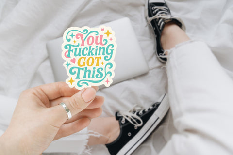 You F*cking Got This Sticker, Motivational Laptop Sticker, Funny Inspirational Decal, Water Bottle Sticker, Empowerment Gift for Her