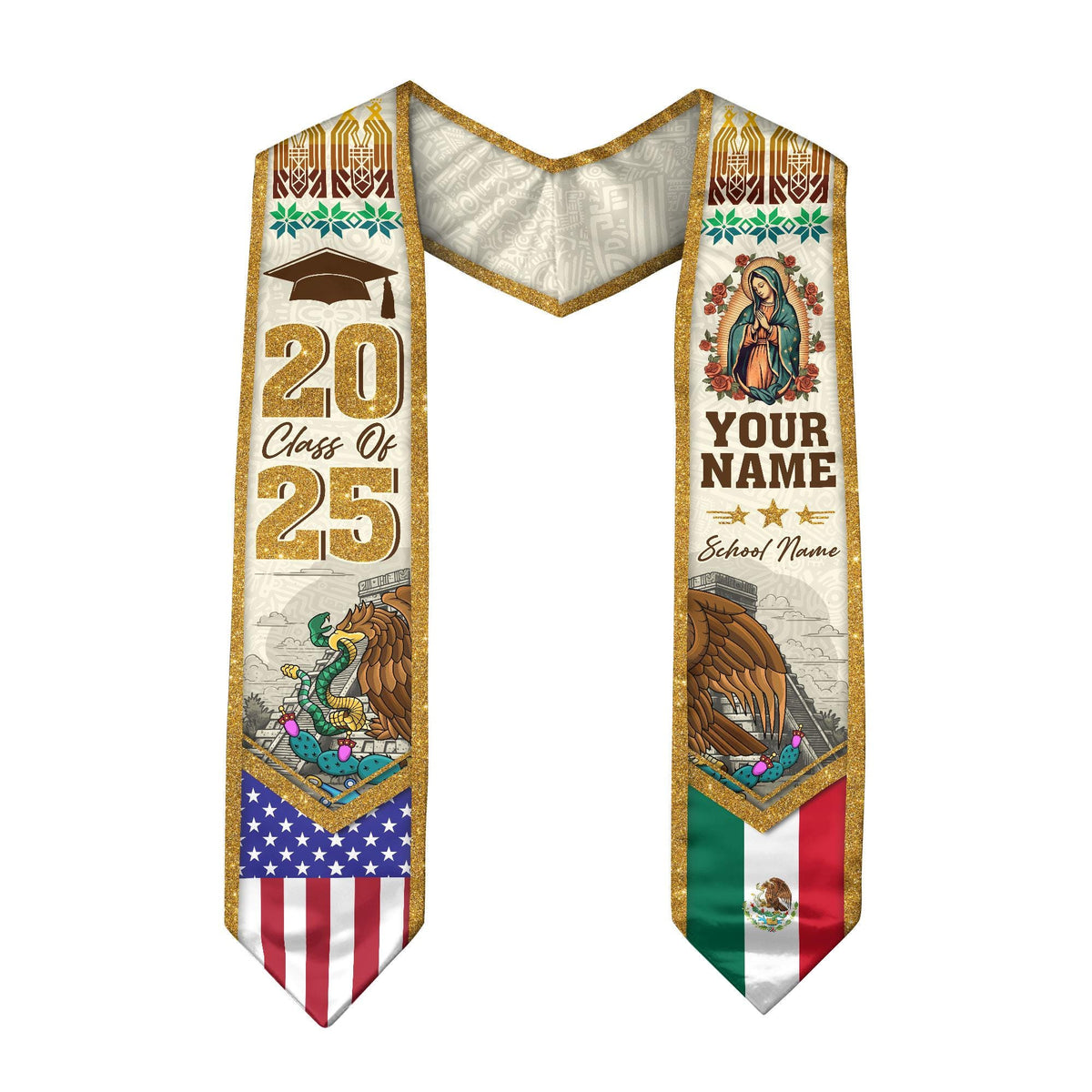 Custom Mexican Graduation Sash, Mexican American Flag Graduation Sash 2025, Graduation Gift
