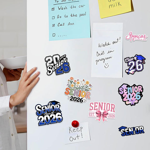 10 Pcs Senior 2026 Stickers | Class of 2026 Vinyl Decal for Students | Graduation Gift for High School Seniors | Pink & Blue School Theme