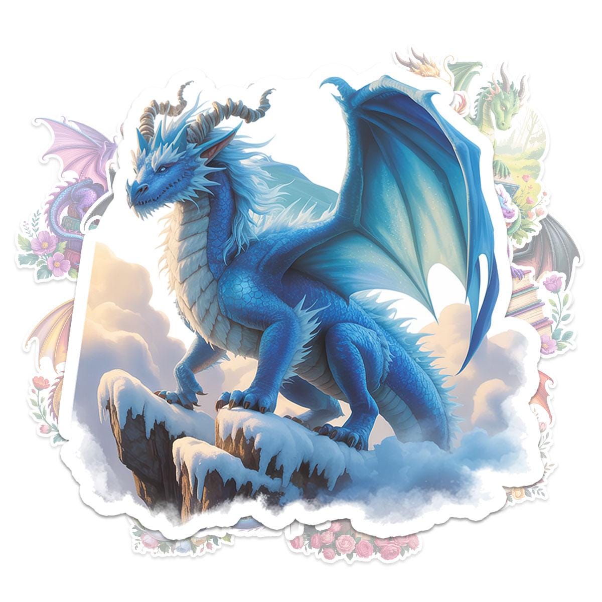 10 Pcs Dragon Stickers | Fantasy Dragon Art Vinyl Decals Pack of 10 | Dragon Lover Gifts | Magical Dragon Stickers