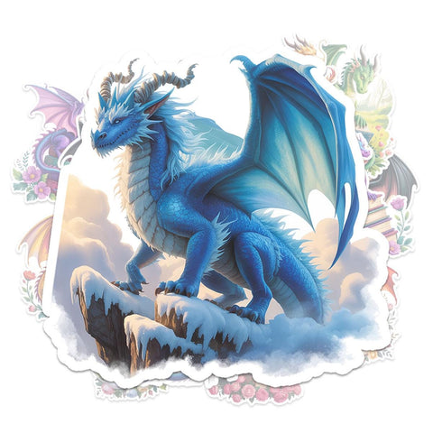 10 Pcs Dragon Stickers | Fantasy Dragon Art Vinyl Decals Pack of 10 | Dragon Lover Gifts | Magical Dragon Stickers