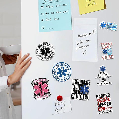 10 Pcs EMS Stickers | Funny Medical Decal Pack of 10 | Paramedic Quotes, CPR, Trauma Squad