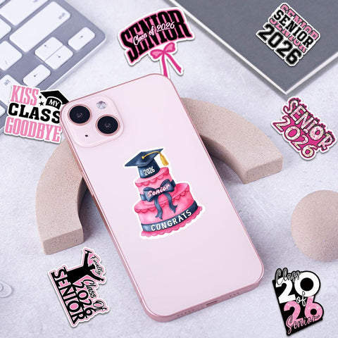 10 Pcs Senior Class of 2026 Sticker Pack – Vinyl Stickers, Graduation, Pink & Bold, Senior Year, High School Graduation, Class Pride