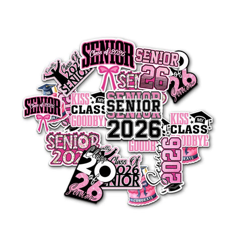 10 Pcs Senior Class of 2026 Sticker Pack – Vinyl Stickers, Graduation, Pink & Bold, Senior Year, High School Graduation, Class Pride