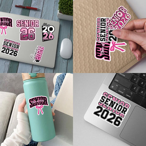 10 Pcs Senior Class of 2026 Sticker Pack – Vinyl Stickers, Graduation, Pink & Bold, Senior Year, High School Graduation, Class Pride